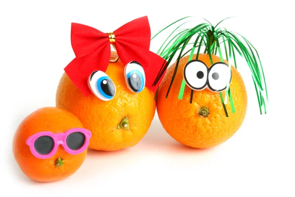 Laranjas engraçadas com tangerina — Fotografia de Stock