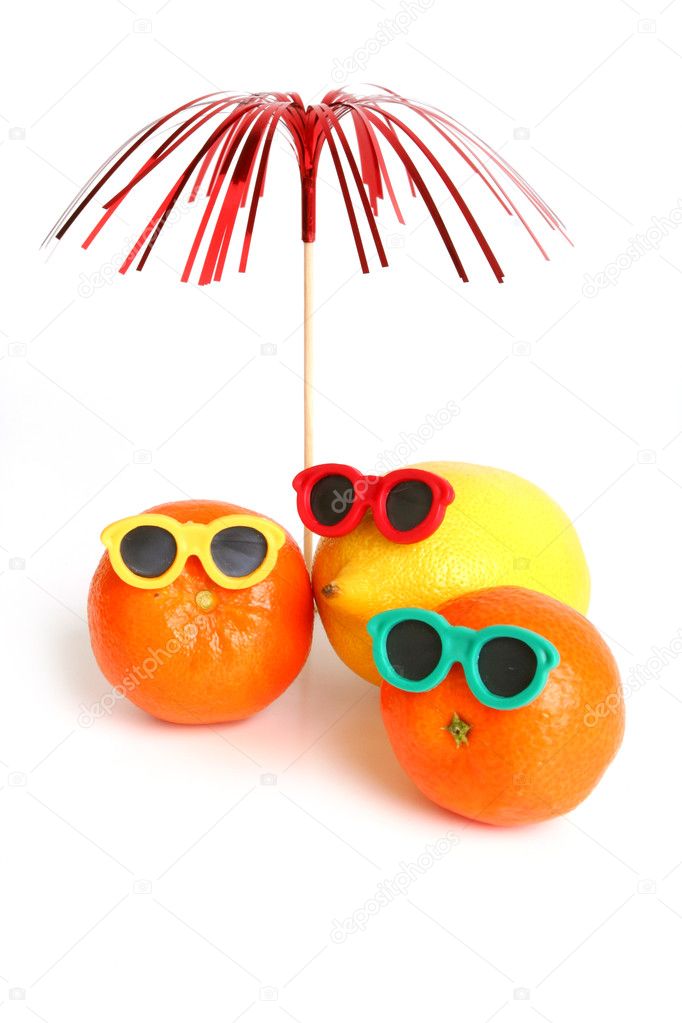 Funny lemon and mandarins