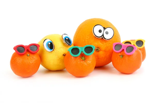 Αστεία πορτοκάλι, λεμόνι και μανταρίνια — Φωτογραφία Αρχείου