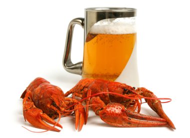 Beer mug with crawfishes clipart