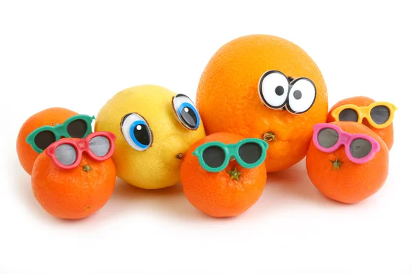 Laranja engraçada, limão e tangerinas — Fotografia de Stock