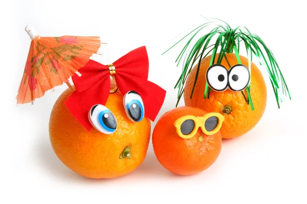 Roliga apelsiner och mandarin — Stockfoto