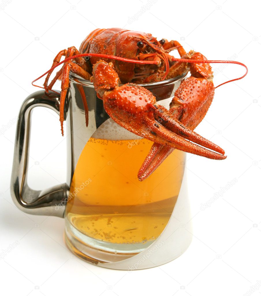Beer mug with crawfish