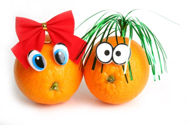 Funny oranges with eyes — Stock Photo, Image