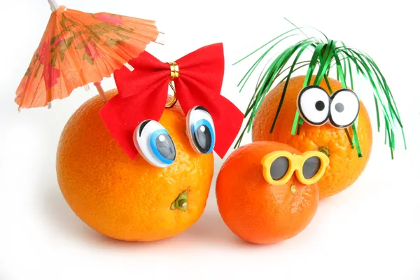 Laranjas engraçadas com tangerina — Fotografia de Stock