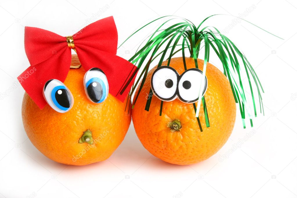 Funny oranges with eyes