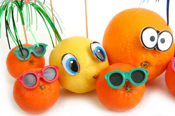 Legrační pomeranč, citron a mandarinky — Stock fotografie