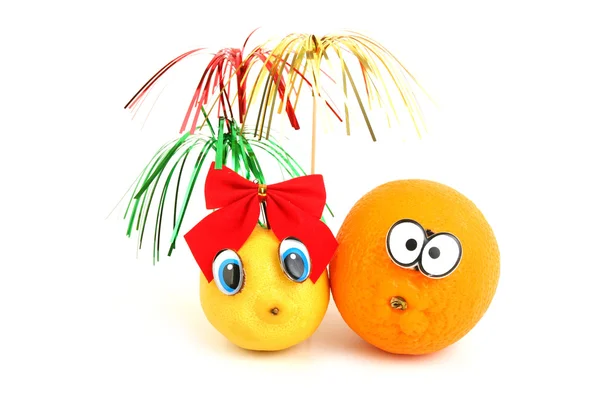 Funny orange and lemon — Stock Photo, Image