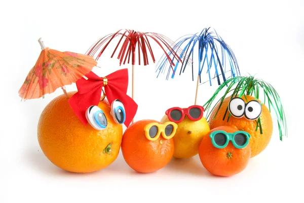 Funny oranges, lemon and mandarins — Stock Photo, Image