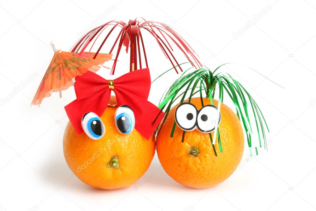 Funny oranges with eyes