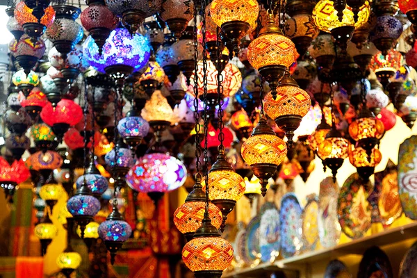 stock image Lamps in Turkish shop, Istanbul