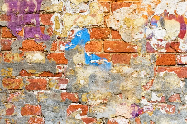 Malovaný cihlová zeď — Stock fotografie