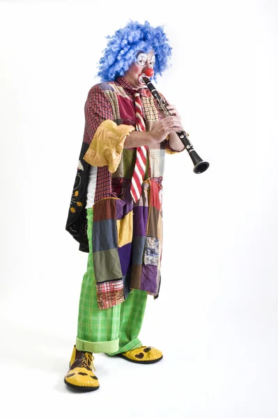 Clown en klarinet — Stockfoto