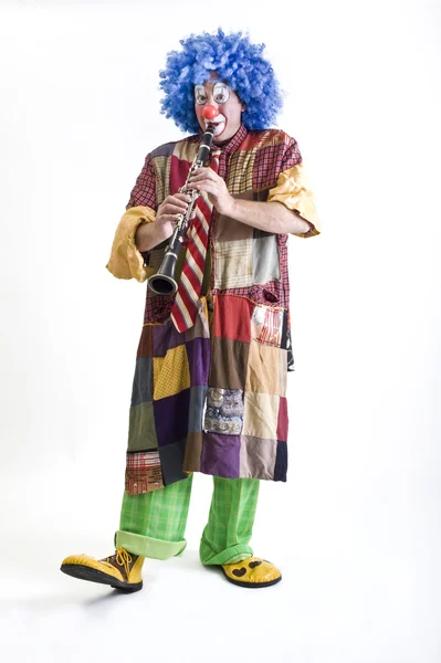 Klaun a klarinet — Stock fotografie