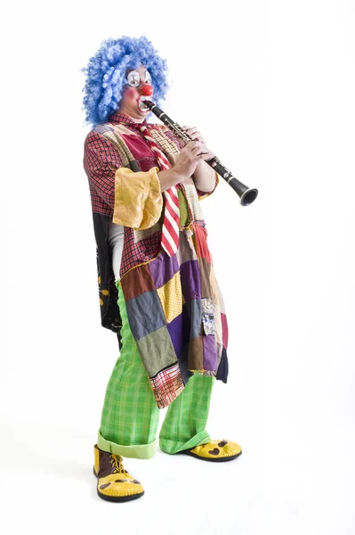 Klaun a klarinet — Stock fotografie