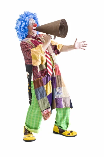 Clown with megaphone — Stock Photo, Image