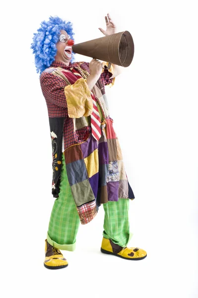 Клоун с мегафоном — стоковое фото