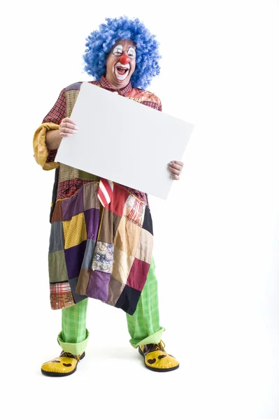 Clown med skylt — Stockfoto