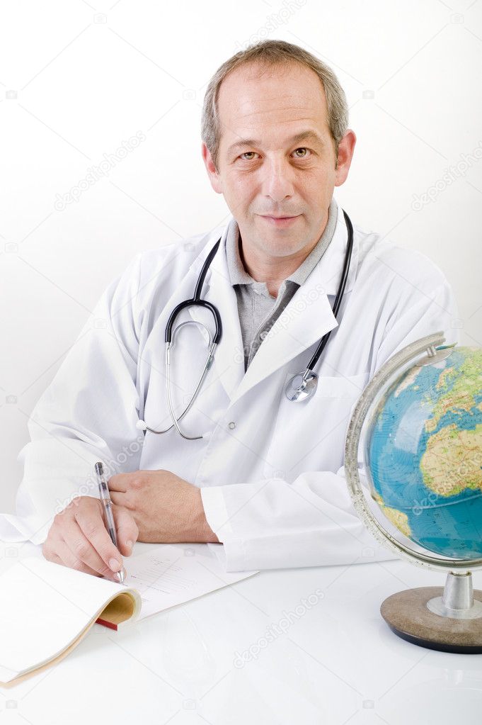 Doctor and globe