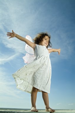 Young girl flying clipart