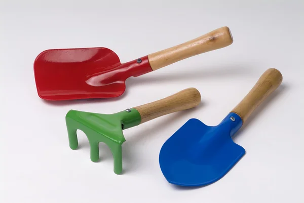 stock image Three kids garden tools