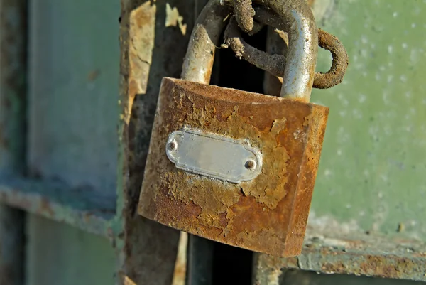 stock image Old Rusty Padlock and Gate