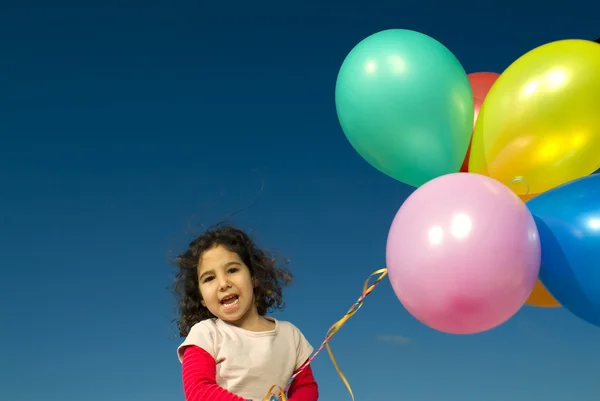 Menina e balões — Fotografia de Stock