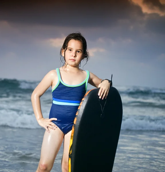 Girl boogie surf board — Stock Photo, Image