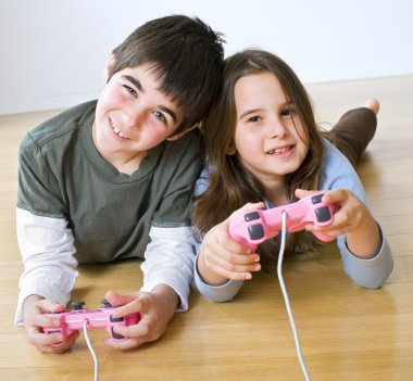 Boy and girl playstation clipart