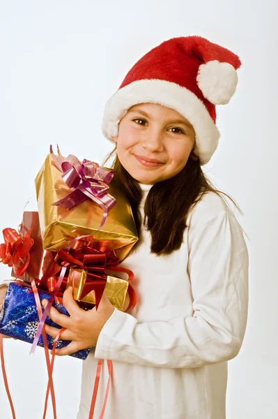 Noel hediyeli kız. — Stok fotoğraf