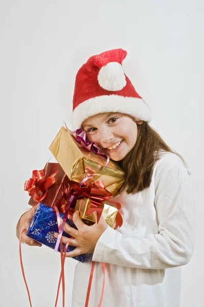 Chica con regalos de Navidad — Foto de Stock