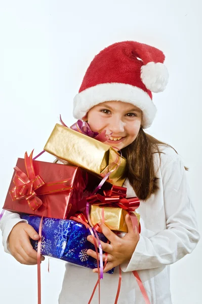 Chica con regalos de Navidad — Foto de Stock