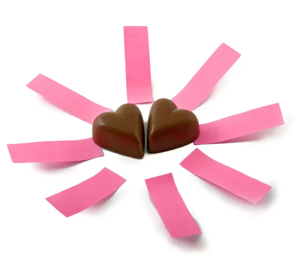 Chocolate hearts notes — Stok fotoğraf