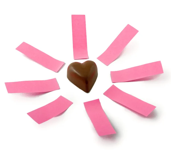Chocolate heart notes — Stockfoto