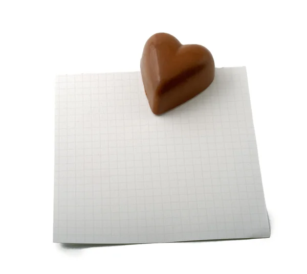 Chocolate heart note — Stockfoto
