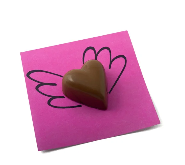 Chocolate heart note — Stockfoto