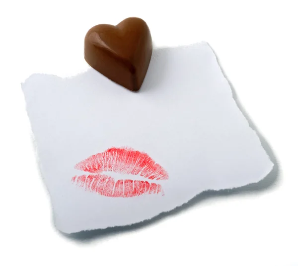 Çikolata kalp notu — Stok fotoğraf