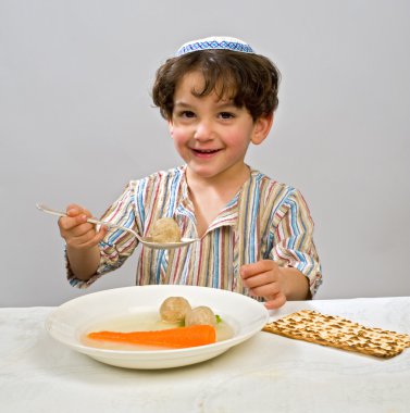 Boy matzo ball soup clipart