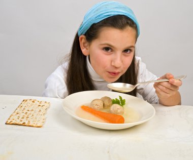 Girl matzo ball soup clipart