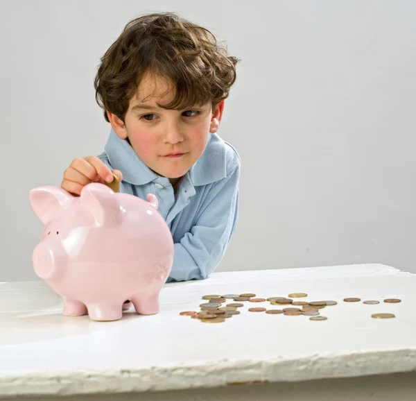Boy piggy bank — Stock Photo, Image