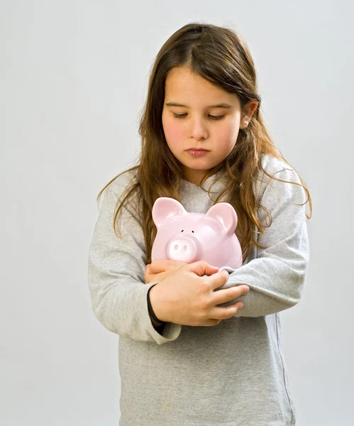 Girl piggy bank — Stock Photo, Image