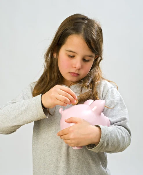 Girl piggy bank — Stock Photo, Image