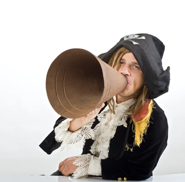 Pirate and megaphone — Stock Photo, Image