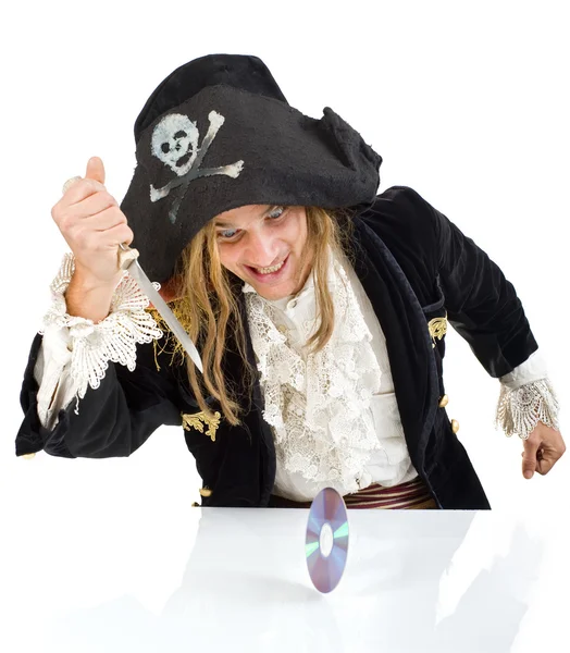 Пират и CD — стоковое фото