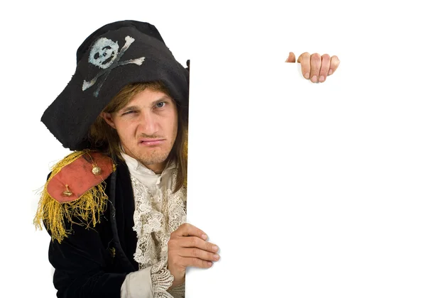 Pirate holding a sign — Stock Photo, Image