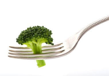 Broccoli on fork clipart