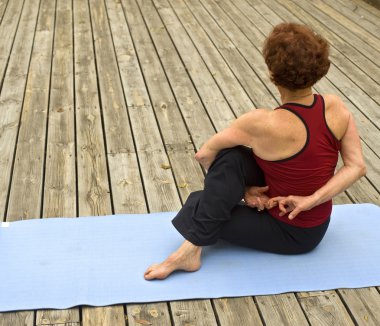 Senior woman yoga clipart