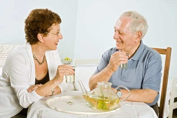 Senior couple herbal tea — Stock Photo, Image