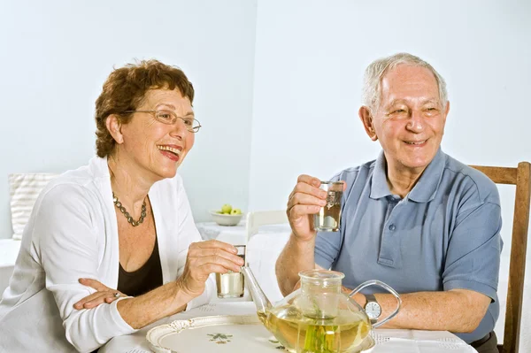 Senior couple herbal tea — Stock Photo, Image