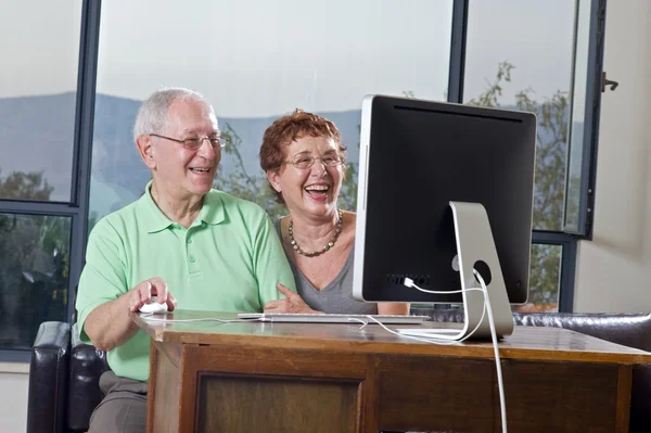 Seniorenpaar nutzt Computer — Stockfoto